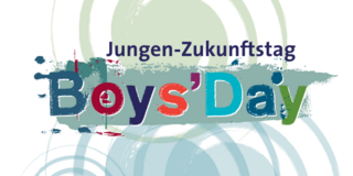 Logo Boys' Day 2023 Schriftmarke des Boys' Day mit der Überschrift Jungen-Zukunftstag vor mehreren Bunten Kreisen.