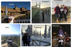 Collage mit Bildern von Studierenden an verschiedenen Orten in den Partnerländern