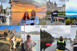 Collage mit Bildern von Studierenden an verschiedenen Orten in den Partnerländern
