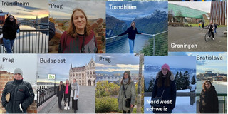 Collage mit Bildern von Studierenden an verschiedenen Orten in den Partnerländern
