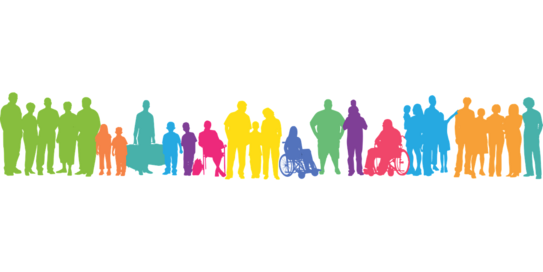 inklusive Gruppe von Menschen in bunten Farben