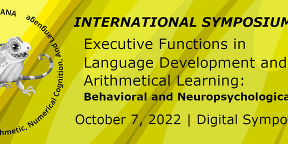Banner mit Logo des Netzwerks IGUANA und Schriftzug zum International Symposium "Executive Functions in Language Development and Arithmetical Learning: Behavioral and Neuropsychological Insights"