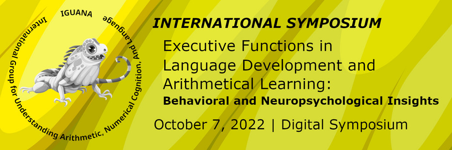 Banner mit Logo des Netzwerks IGUANA und Schriftzug zum International Symposium "Executive Functions in Language Development and Arithmetical Learning: Behavioral and Neuropsychological Insights"