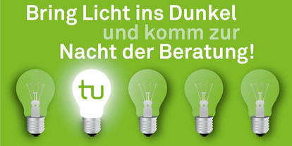 Einladungsflyer Nacht der Beratung Einladungsflyer zu der Nacht der Beratung der TU Dortmund. Text: Bring Licht ins Dunkel und komm zur Nacht der Beratung!