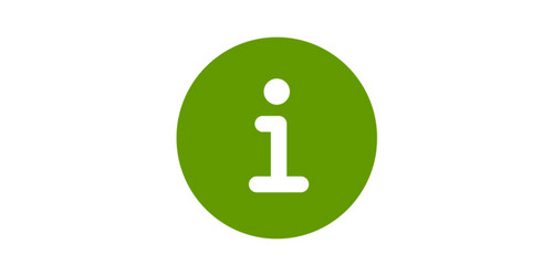 Piktogramm des Buchstaben "i" auf grünem Hintergrund