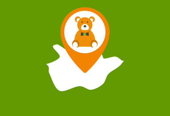 Ausschnitt einer Landkarte, auf dem ein Teddybär zu sehen ist