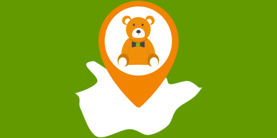 Ausschnitt einer Landkarte, auf dem ein Teddybär zu sehen ist