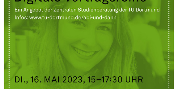 Einladung zu der digitalen Infoveranstaltung "Abi! Und dann?" am Dienstag, den 15.05.2023. Es werden Informationen zu den Studiengängen Lehramt, Rehabilitationspädagogik und Erziehungswissenschaften vorgestellt.
