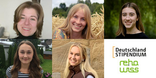Collage von Portraitaufnahmen der fünf Stipendiatinnen des Förderungsjahres 2022/2023