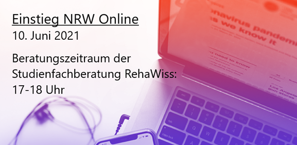 Einstieg NRW Online Foto eines Laptops, dadrauf ein Text mit den Datum und Uhrzeit der Messe