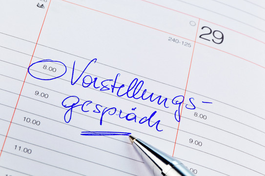 Termin_Vorstellungsgespräch Eintrag für ein Vorstellungsgespräch in einen Terminkalender.